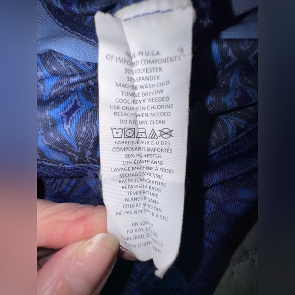 PrAna Roxanne Cropped Leggings Blue Paisley Sz XS Yoga Athleisure Low Rise VGUC - Picture 9 of 11